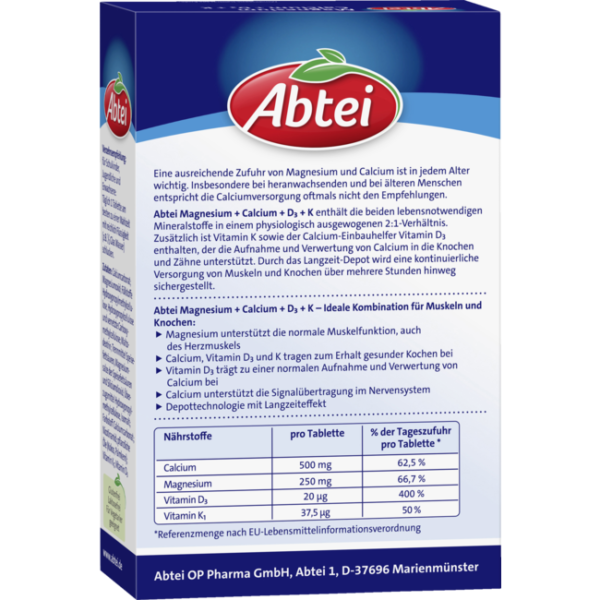 Abtei Magnesium Calcium + D3 + K Tabletten 42st - Image 4