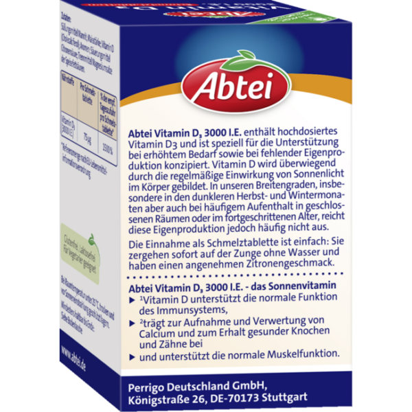 Abtei Vitamin D3 3000 I.E. Smelttabletten 75st - Image 4